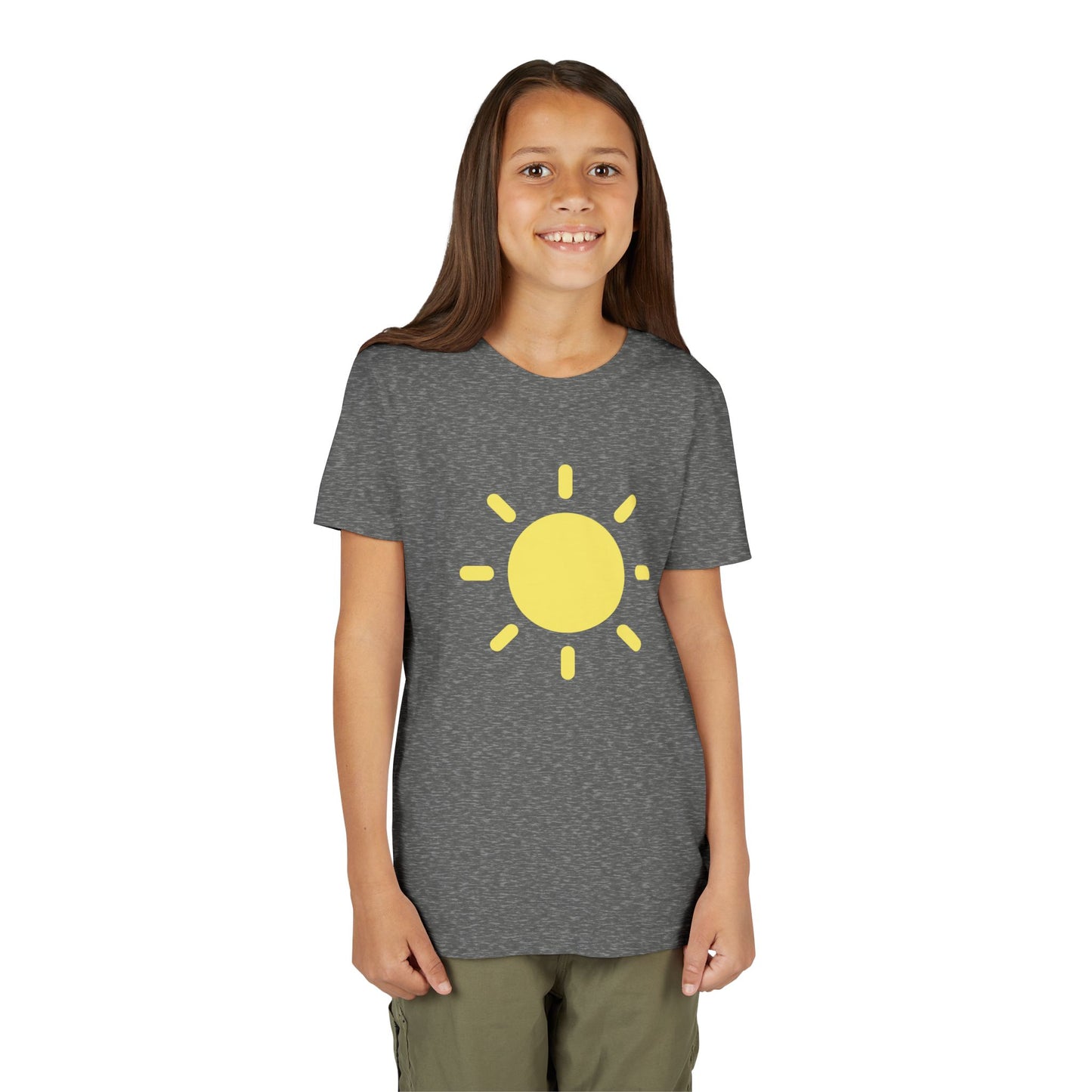 Sunny Vibes Youth Short Sleeve Tee - Bright Yellow Sun Design for Summer Fun