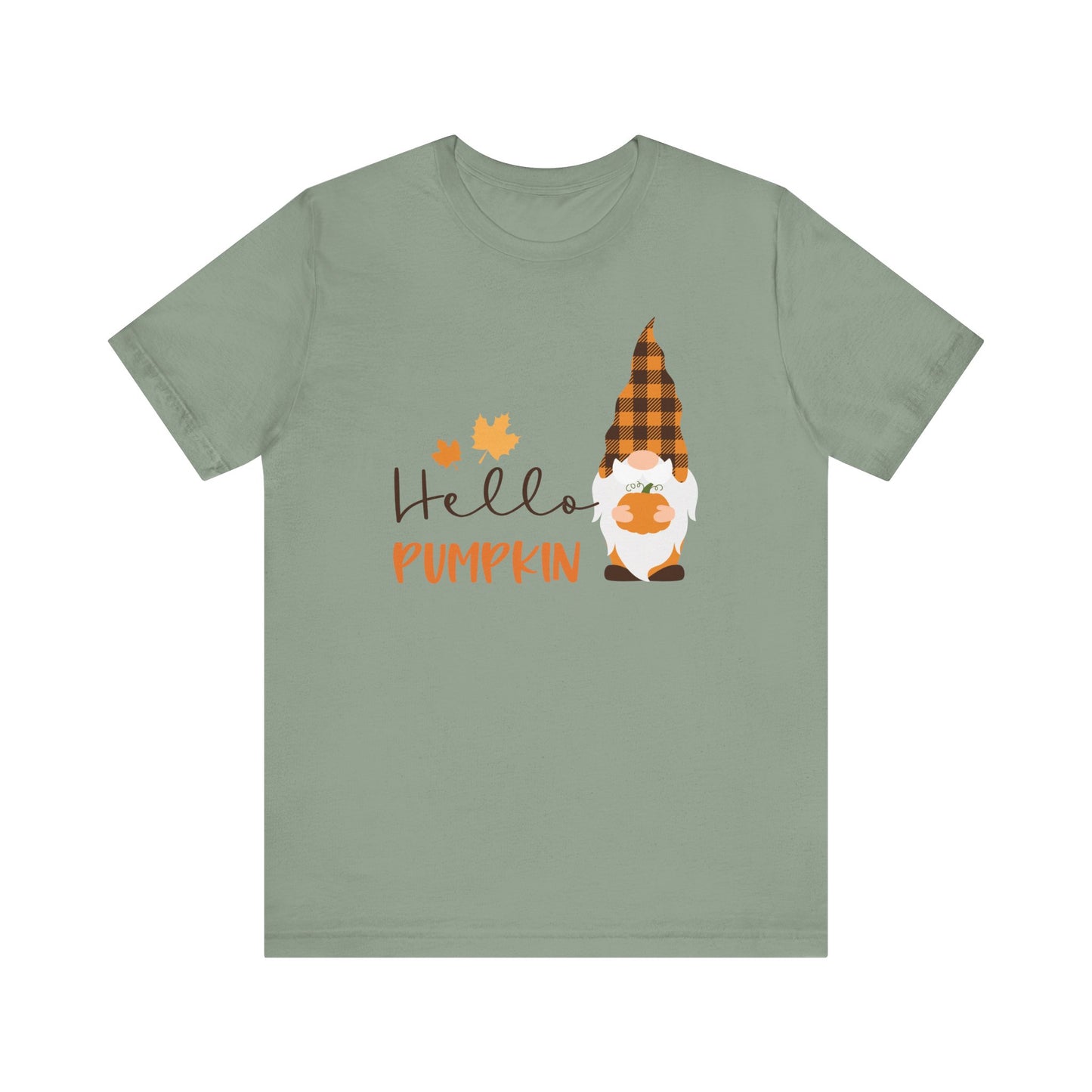 Hello Pumpkin Fall Gnome Tee, Autumn T-Shirt, Halloween Shirt, Graphic Tee, Seasonal Apparel, Gift for Fall Lovers