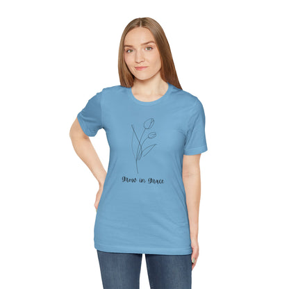 Jersey Short Sleeve Tee - 'Grow in Grace' Floral Design