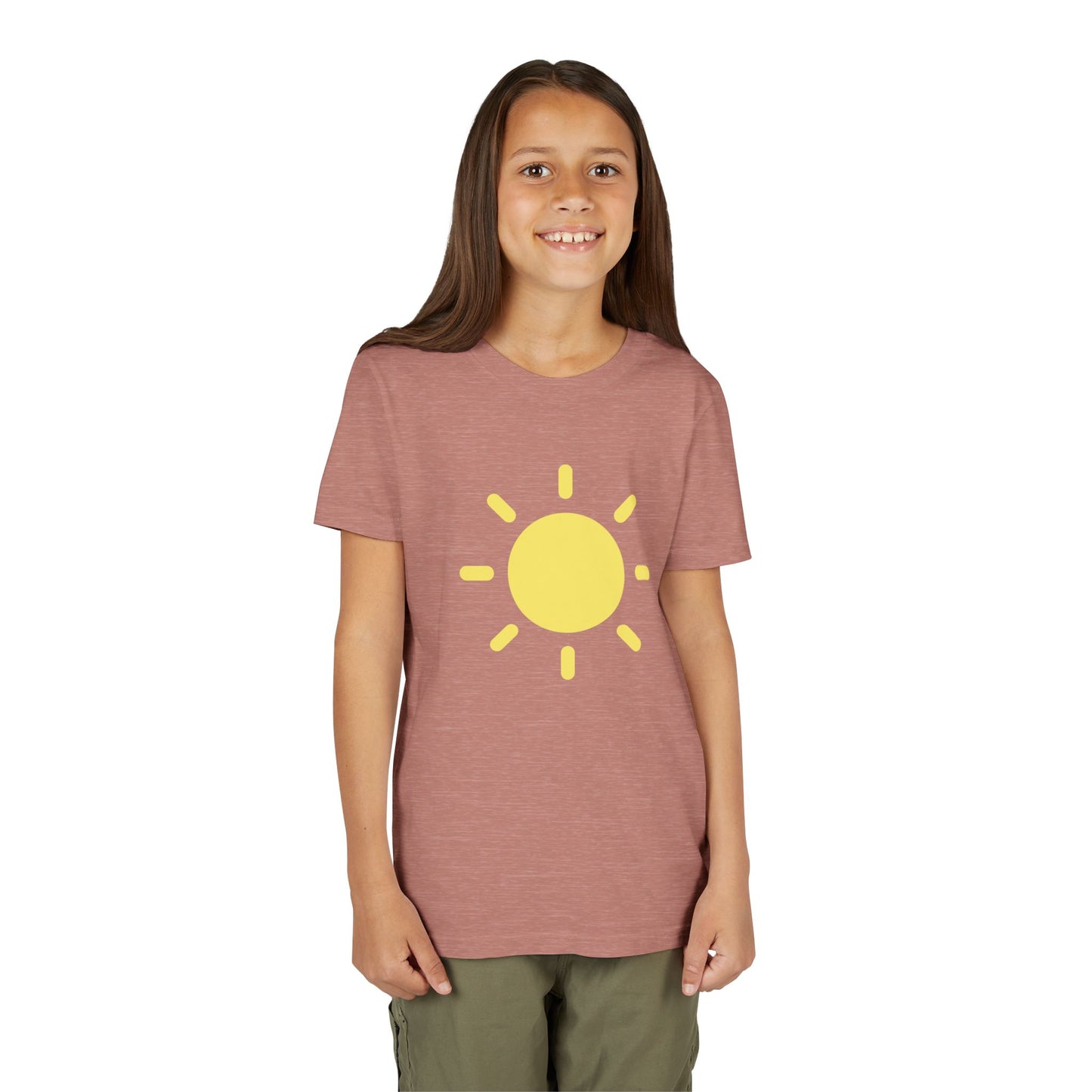 Sunny Vibes Youth Short Sleeve Tee - Bright Yellow Sun Design for Summer Fun