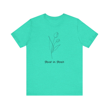Jersey Short Sleeve Tee - 'Grow in Grace' Floral Design