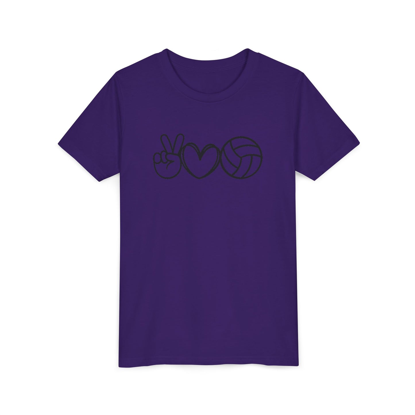 Youth Volleyball Peace Love Tee, Kids Sports Shirt, Fun Gift for Athletes, Summer Camp Apparel