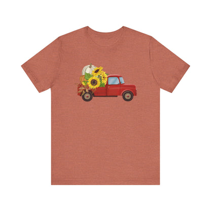 Vintage Truck with Sunflowers Tee, Casual Summer Shirt, Garden Lover Gift, Fall Festival Apparel, Everyday Wear, Farmhouse Style Clothing