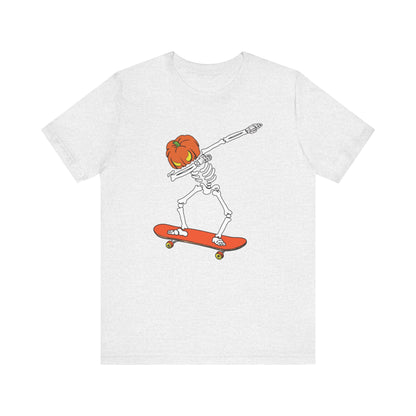Skateboard Skeleton Tee, Cool Graphic T-Shirt, Unisex Halloween Shirt, Gift for Skate Lovers, Vintage Style Jersey Tee