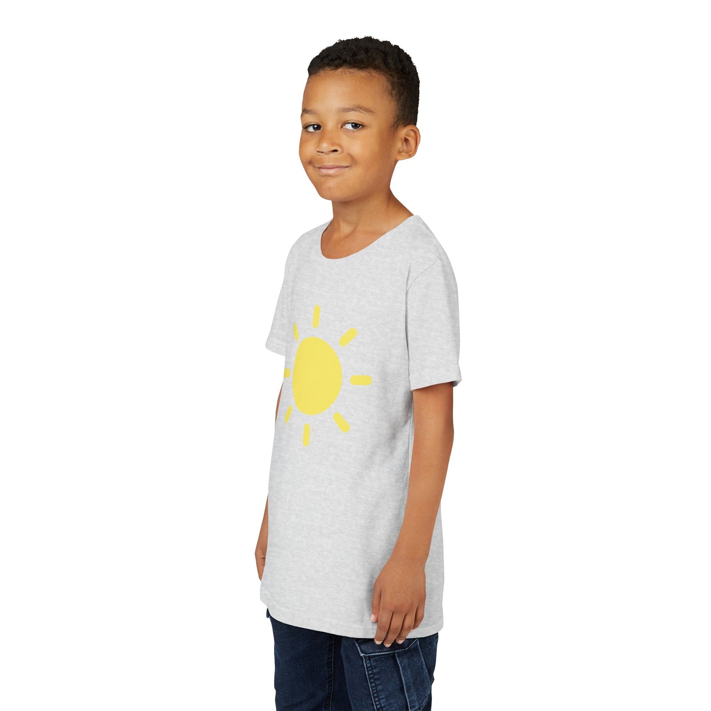 Sunny Vibes Youth Short Sleeve Tee - Bright Yellow Sun Design for Summer Fun