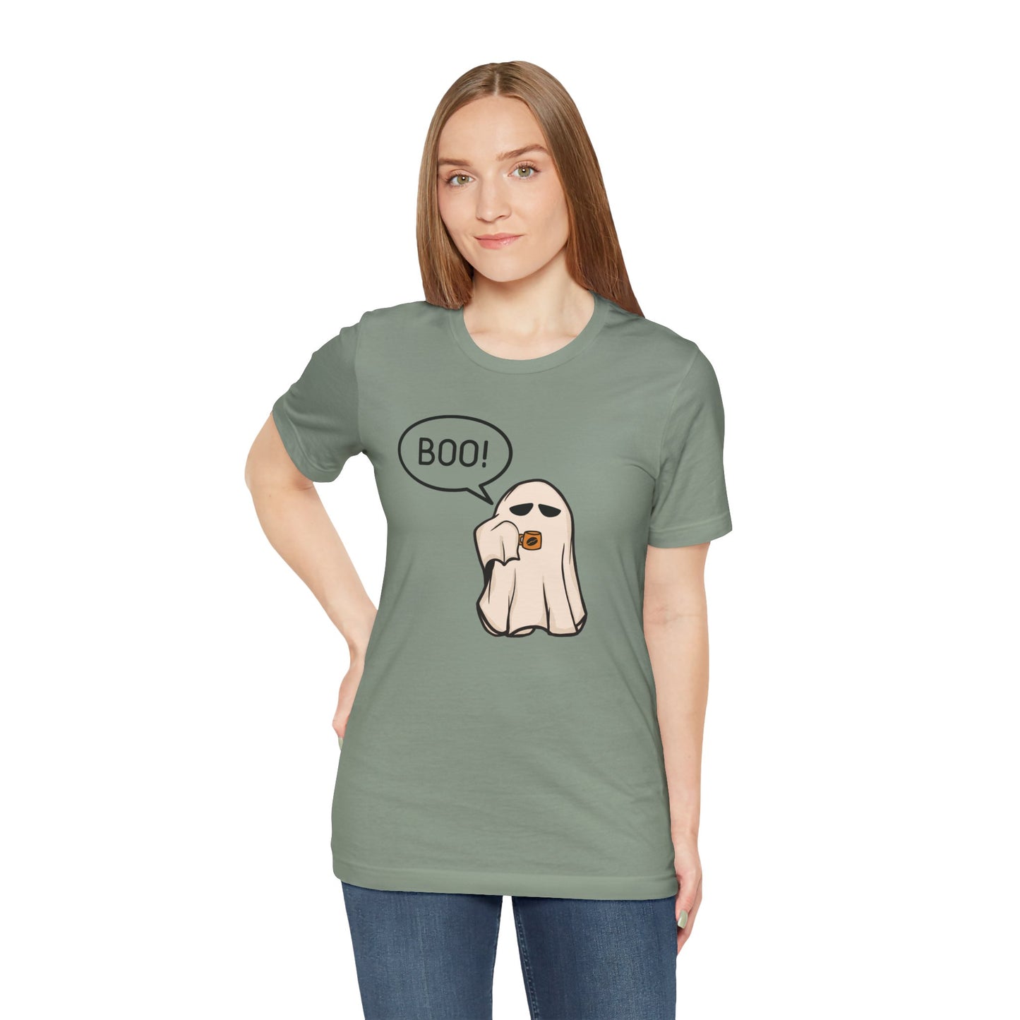 Halloween Ghost Tee, Boo T-Shirt, Fall Apparel, Short Sleeve Shirt, Cute Halloween Top, Pumpkin Spice Shirt, Spooky Vibes