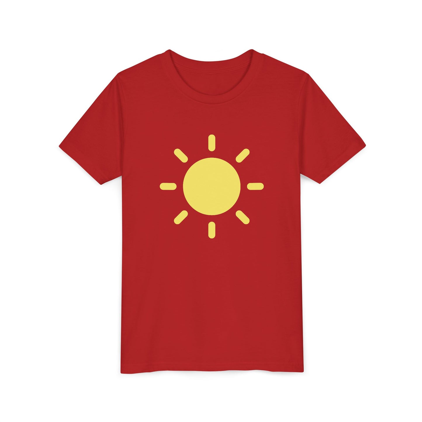 Sunny Vibes Youth Short Sleeve Tee - Bright Yellow Sun Design for Summer Fun