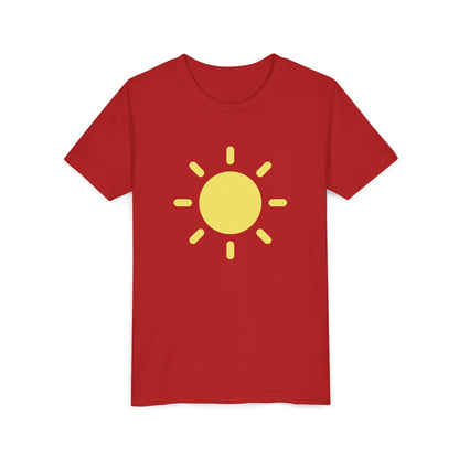 Sunny Vibes Youth Short Sleeve Tee - Bright Yellow Sun Design for Summer Fun