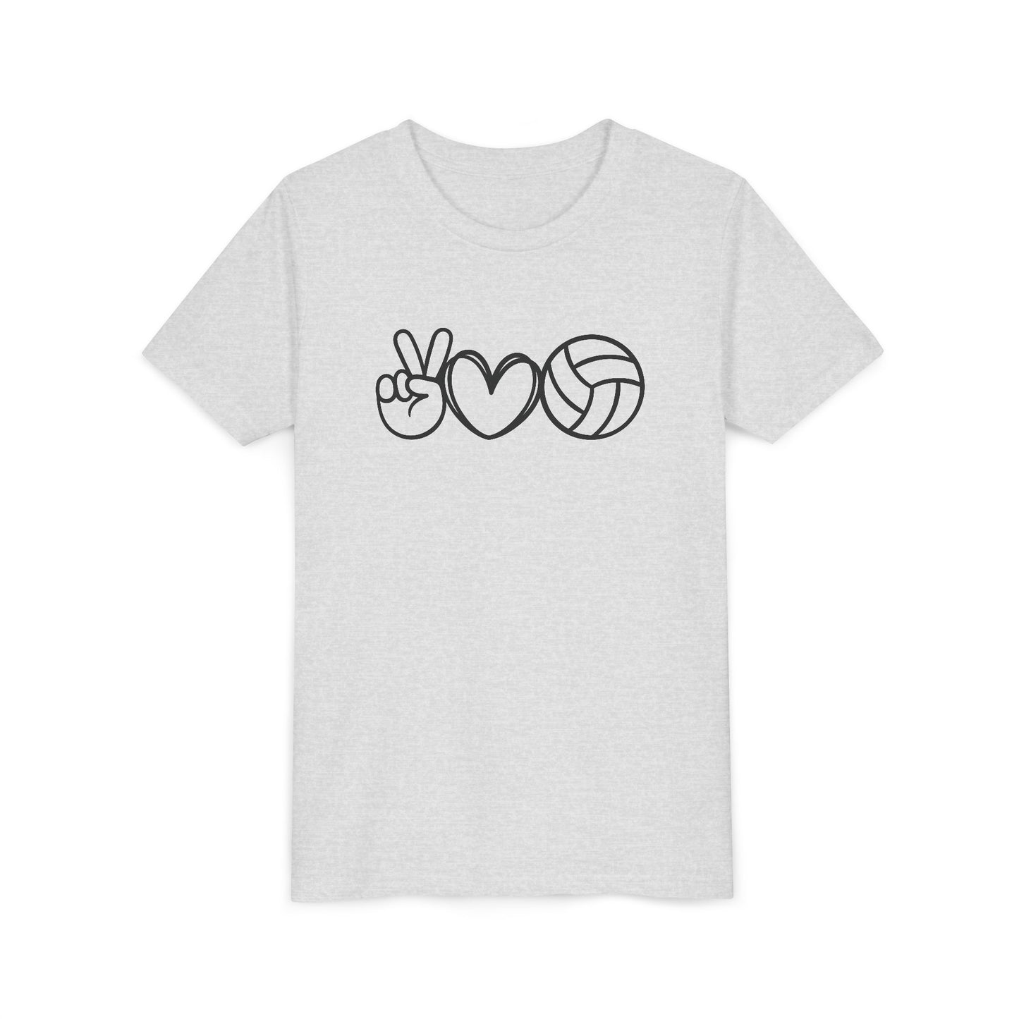 Youth Volleyball Peace Love Tee, Kids Sports Shirt, Fun Gift for Athletes, Summer Camp Apparel