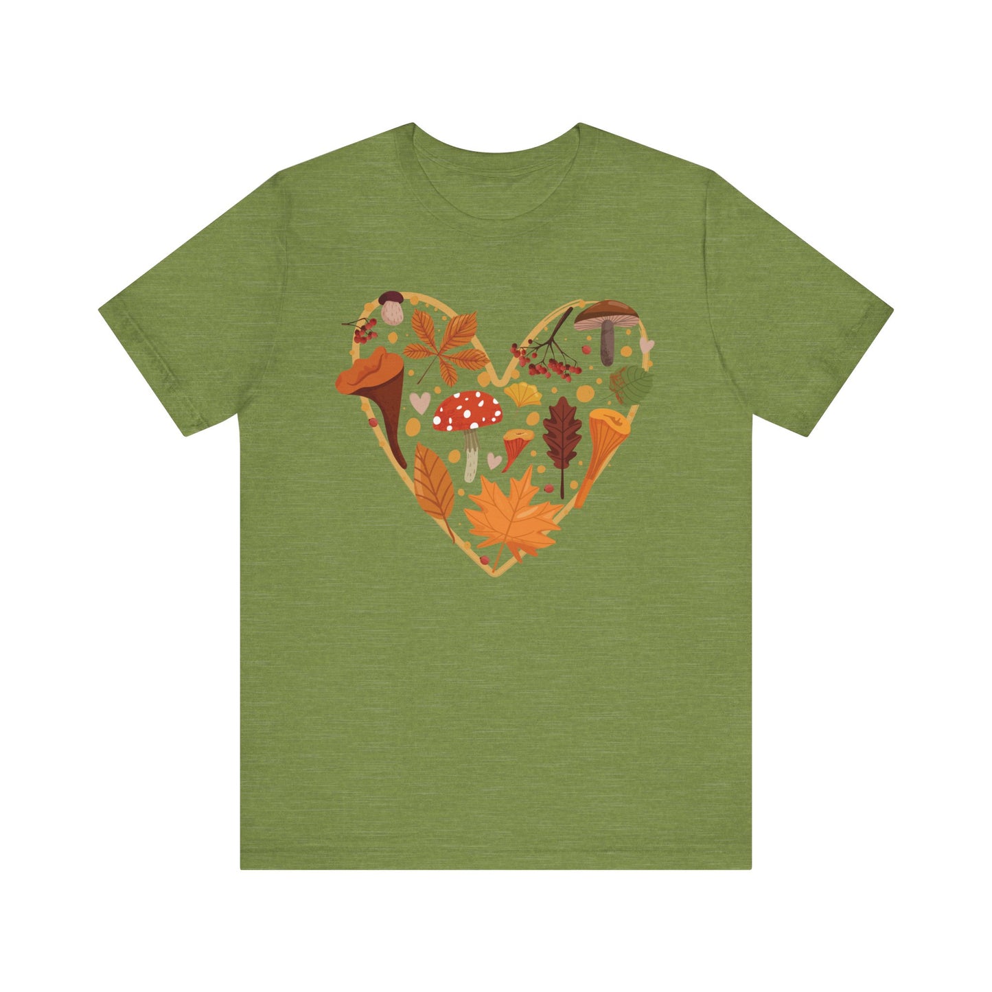 Fall Leaves Heart Tee, Autumn T-Shirt, Nature Lover Gift, Thanksgiving Apparel, Cozy Casual Wear