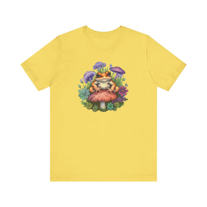 Frog and Mushroom Unisex Tee - Nature-Inspired Graphic T-Shirt