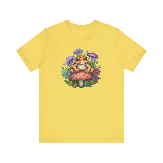 Frog and Mushroom Unisex Tee - Nature-Inspired Graphic T-Shirt