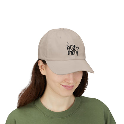 Boy Mom Classic Dad Cap - Stylish White Hat for Proud Mothers