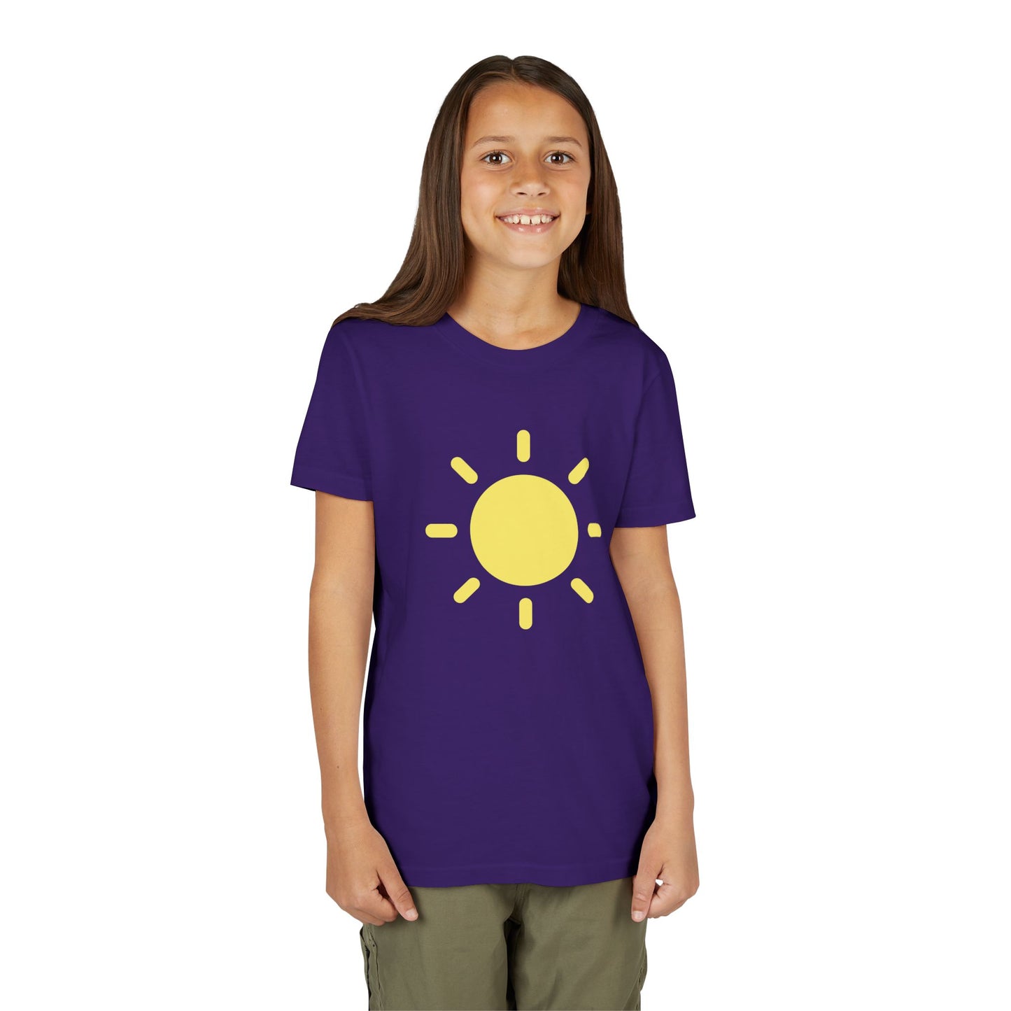 Sunny Vibes Youth Short Sleeve Tee - Bright Yellow Sun Design for Summer Fun