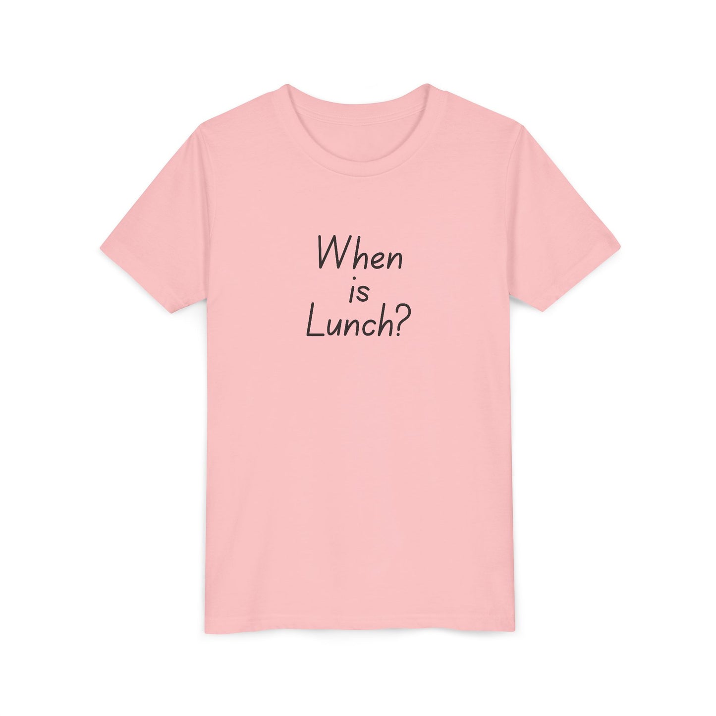 Youth Short Sleeve Tee - When is Lunch?, Funny Kids Shirt, Gift for Boys/Girls, Casual Wear, Birthday Party Tee, School T-Shirt