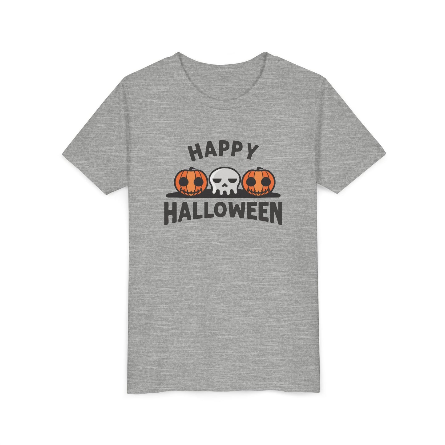 Happy Halloween Youth Tee, Kids Halloween Shirt, Short Sleeve Halloween Tee, Pumpkin Shirt, Skull Halloween Top