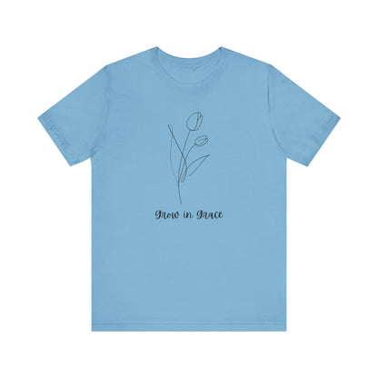Jersey Short Sleeve Tee - 'Grow in Grace' Floral Design