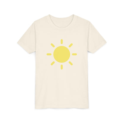 Sunny Vibes Youth Short Sleeve Tee - Bright Yellow Sun Design for Summer Fun