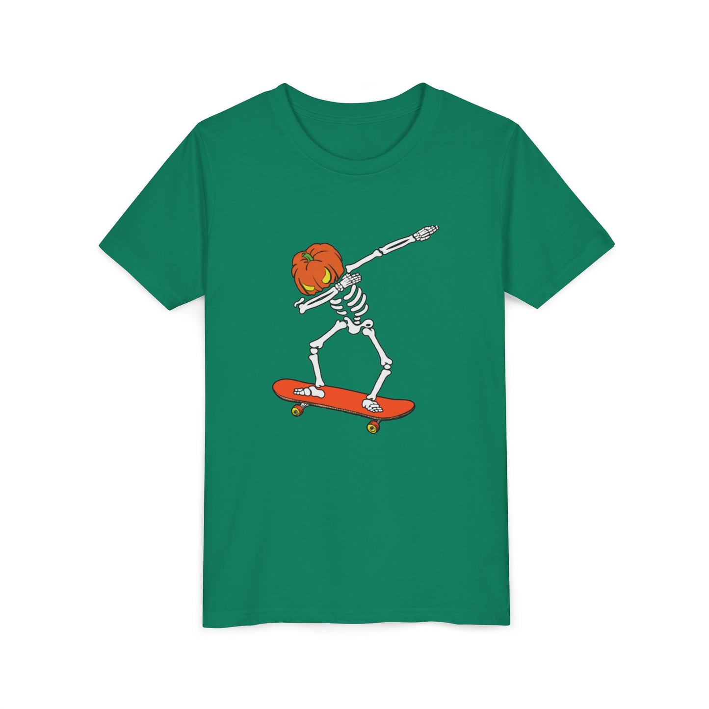 Cool Skeleton Skateboard Youth Tee, Fun Graphic Tee for Kids, Halloween Costume, Skateboarding Gift, Casual Summer Shirt
