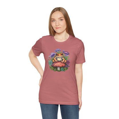 Frog and Mushroom Unisex Tee - Nature-Inspired Graphic T-Shirt