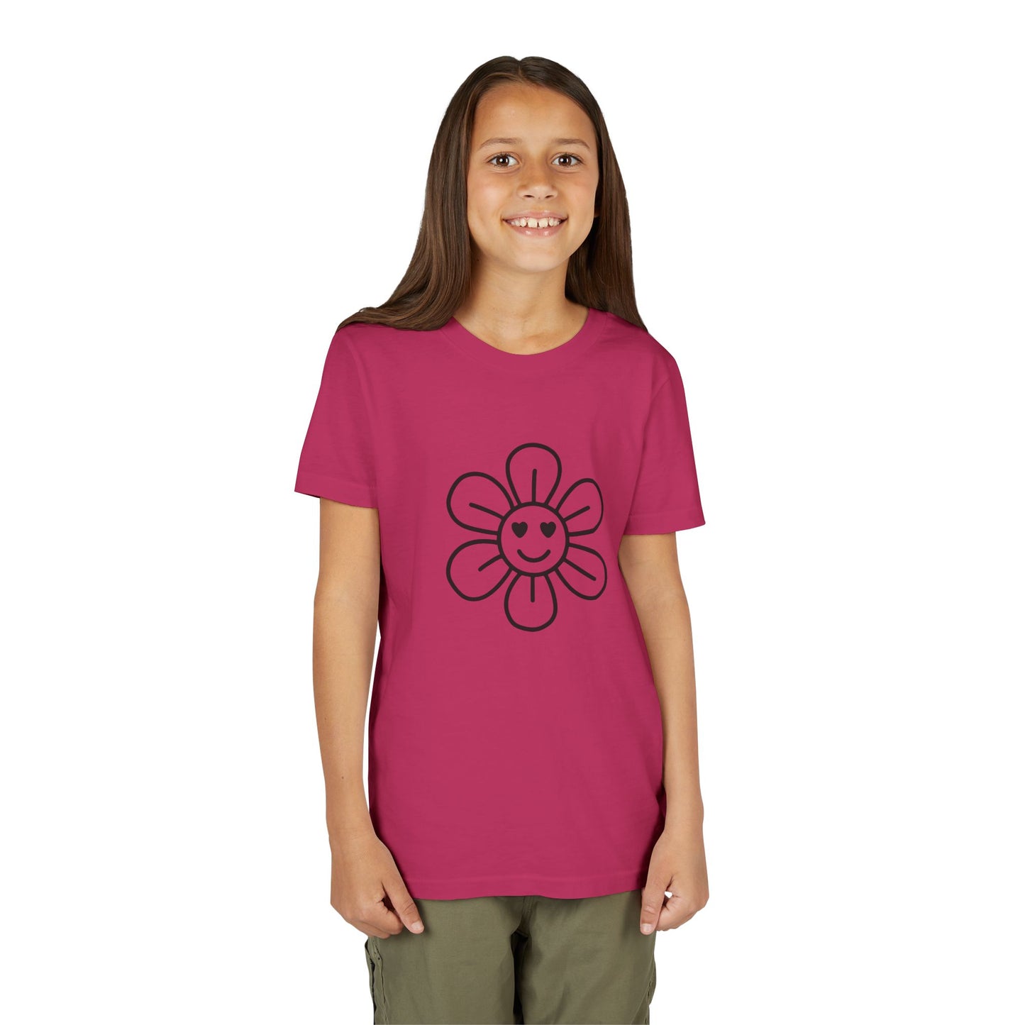 Cute Flower Youth Short Sleeve Tee - Happy Kids Tee for Summer & Beaming Occasions