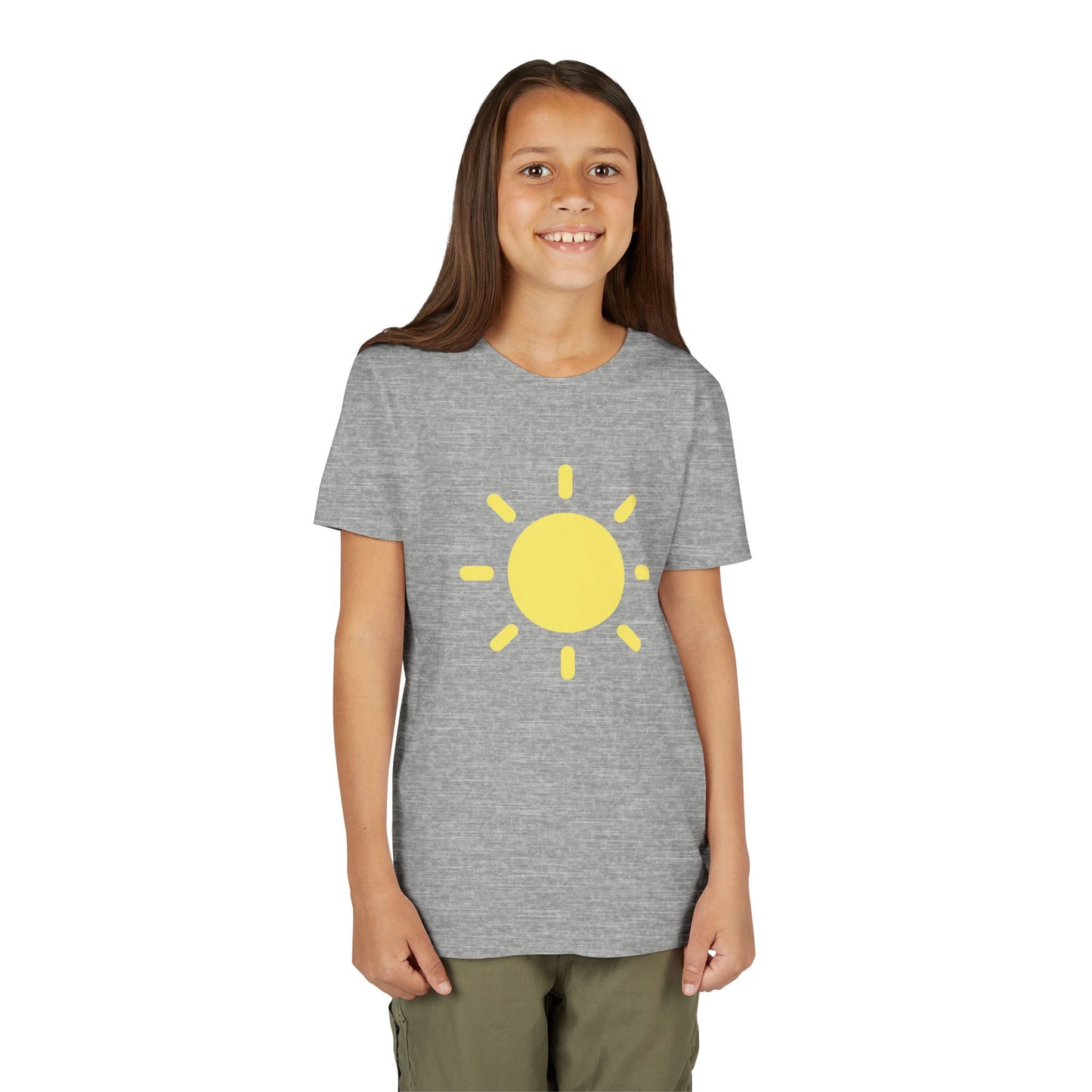 Sunny Vibes Youth Short Sleeve Tee - Bright Yellow Sun Design for Summer Fun