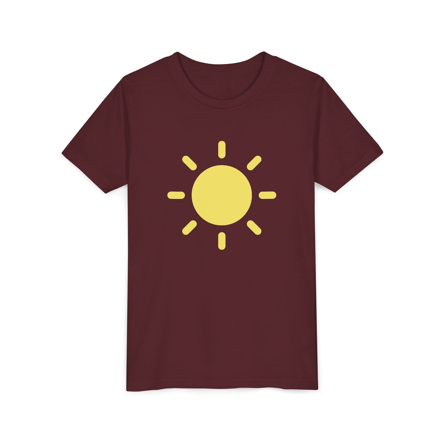 Sunny Vibes Youth Short Sleeve Tee - Bright Yellow Sun Design for Summer Fun