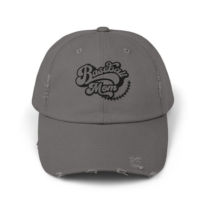 Baseball Mom Distressed Cap - Unisex Fashion Hat for Sports Enthusiasts