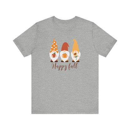 Happy Fall Gnome Tee, T-Shirt for Autumn, Fall Gnome Shirt, Cozy Fall Outfit, Thanksgiving Gift, Seasonal Apparel