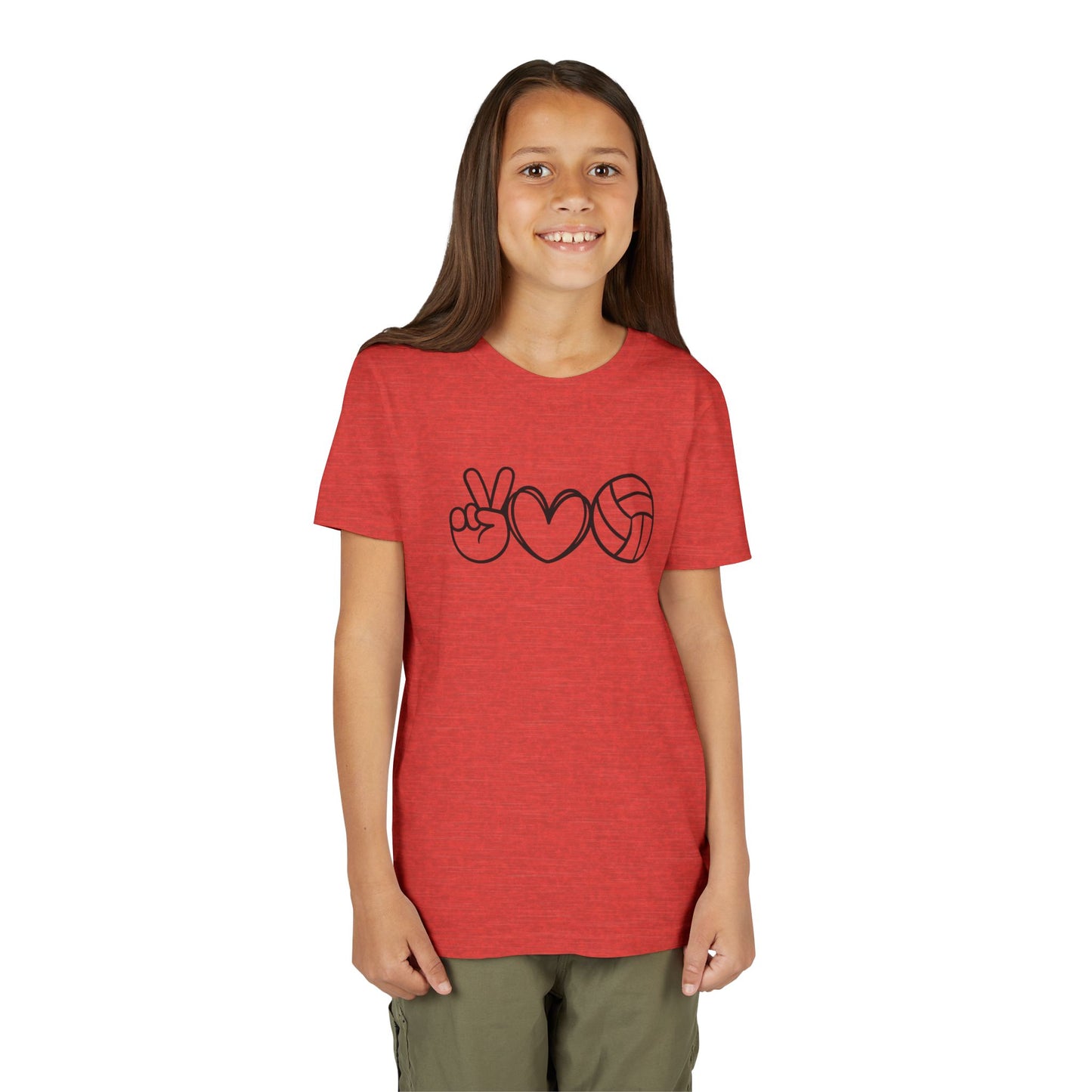 Youth Volleyball Peace Love Tee, Kids Sports Shirt, Fun Gift for Athletes, Summer Camp Apparel