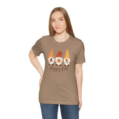 Happy Fall Gnome Tee, T-Shirt for Autumn, Fall Gnome Shirt, Cozy Fall Outfit, Thanksgiving Gift, Seasonal Apparel