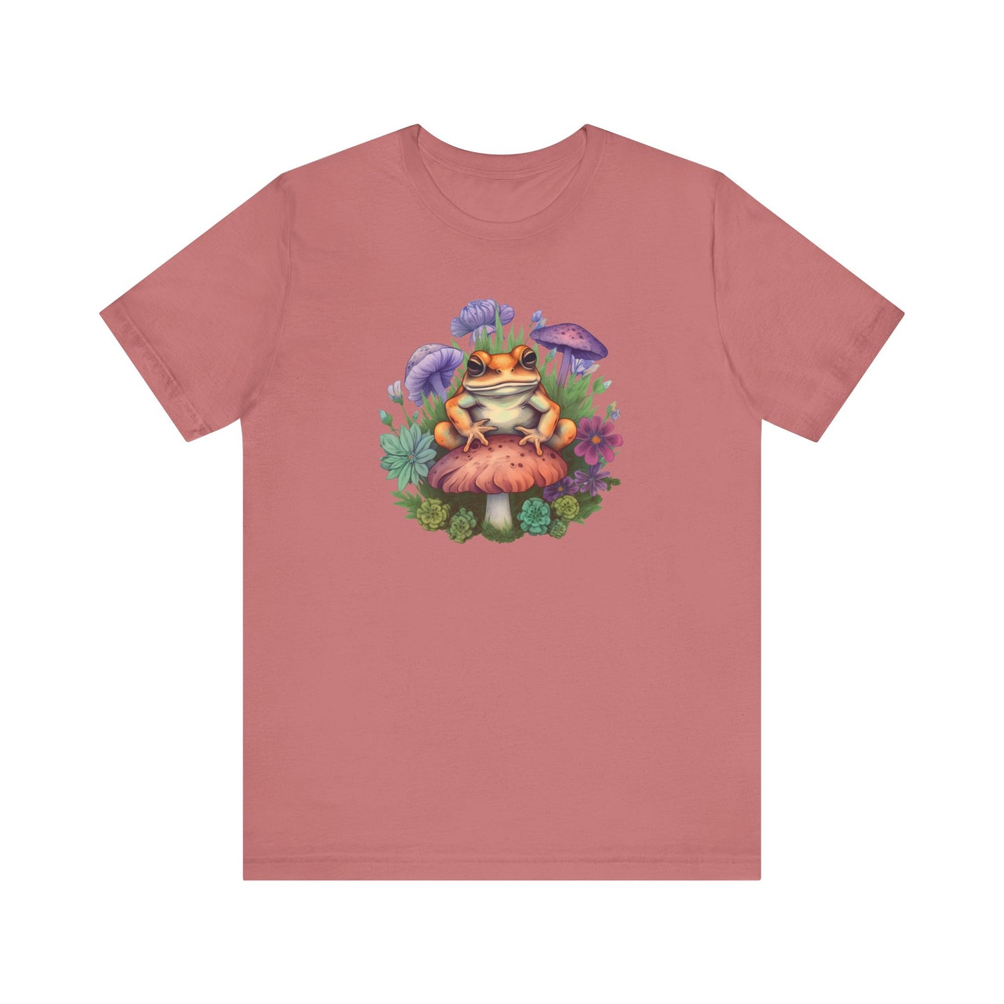 Frog and Mushroom Unisex Tee - Nature-Inspired Graphic T-Shirt