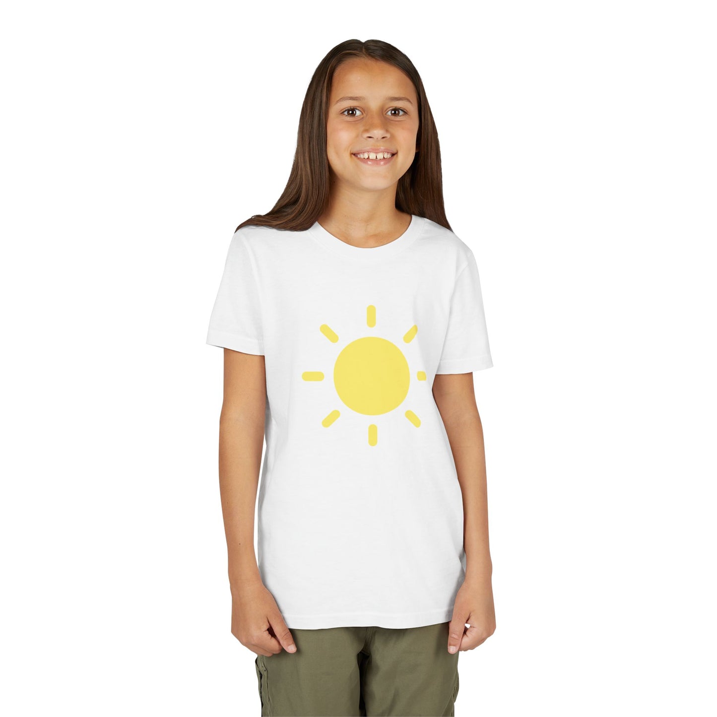 Sunny Vibes Youth Short Sleeve Tee - Bright Yellow Sun Design for Summer Fun