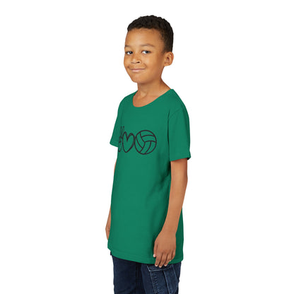 Youth Volleyball Peace Love Tee, Kids Sports Shirt, Fun Gift for Athletes, Summer Camp Apparel