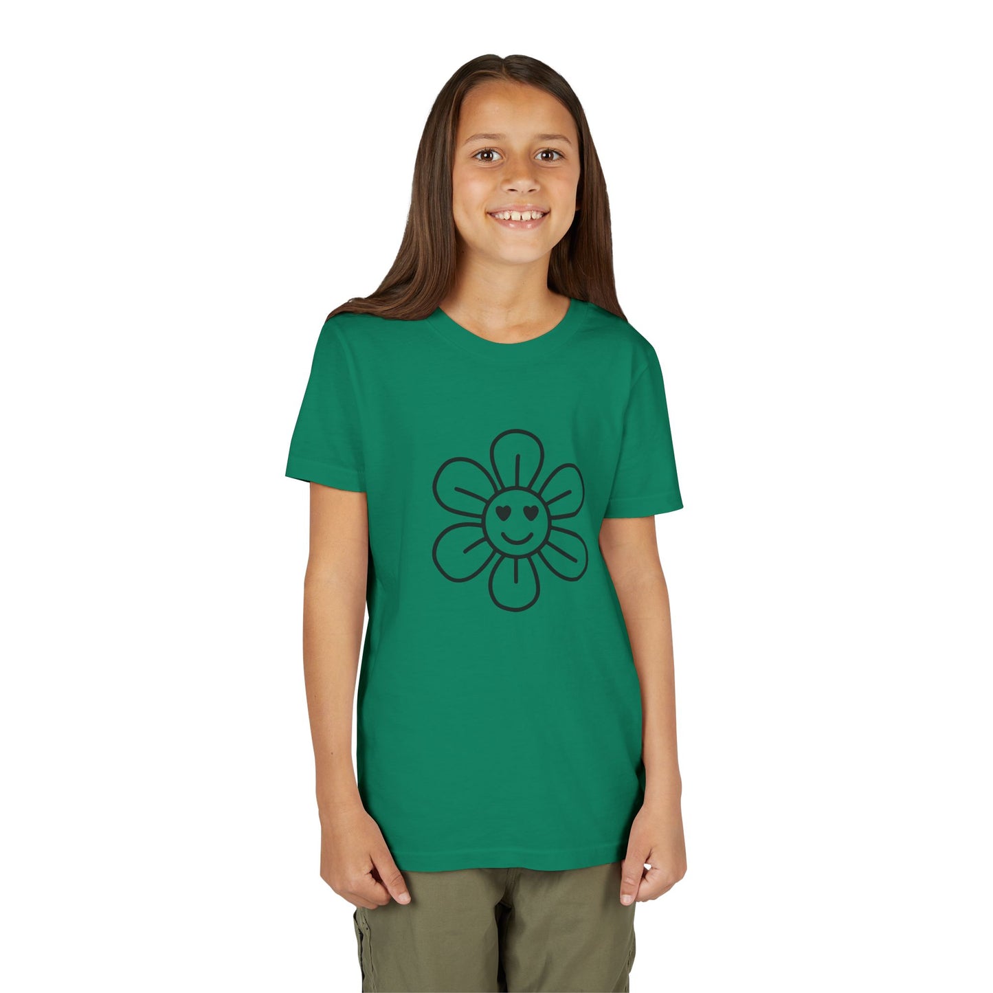 Cute Flower Youth Short Sleeve Tee - Happy Kids Tee for Summer & Beaming Occasions