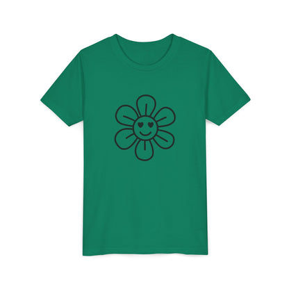 Cute Flower Youth Short Sleeve Tee - Happy Kids Tee for Summer & Beaming Occasions