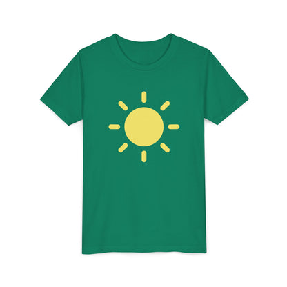 Sunny Vibes Youth Short Sleeve Tee - Bright Yellow Sun Design for Summer Fun