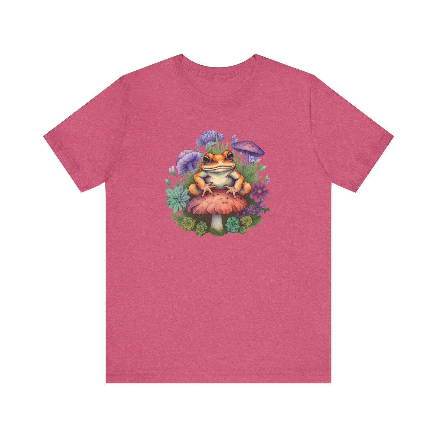 Frog and Mushroom Unisex Tee - Nature-Inspired Graphic T-Shirt