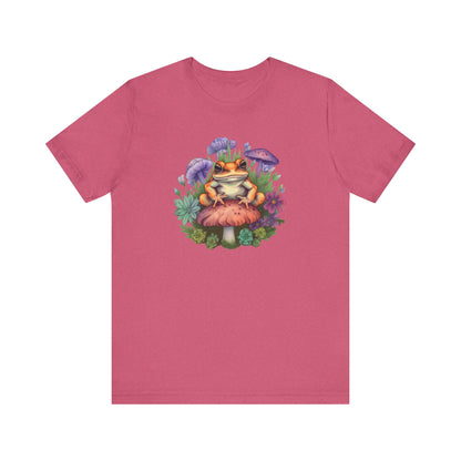 Frog and Mushroom Unisex Tee - Nature-Inspired Graphic T-Shirt