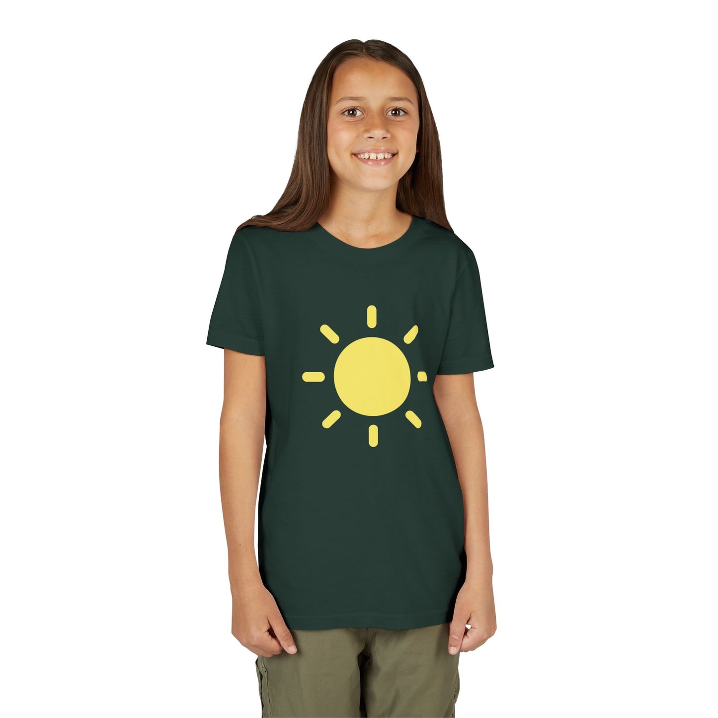 Sunny Vibes Youth Short Sleeve Tee - Bright Yellow Sun Design for Summer Fun