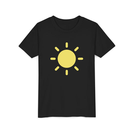 Sunny Vibes Youth Short Sleeve Tee - Bright Yellow Sun Design for Summer Fun