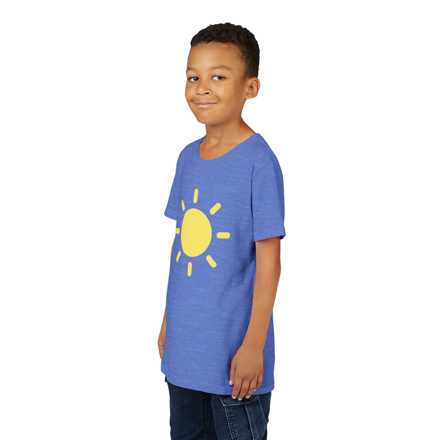 Sunny Vibes Youth Short Sleeve Tee - Bright Yellow Sun Design for Summer Fun