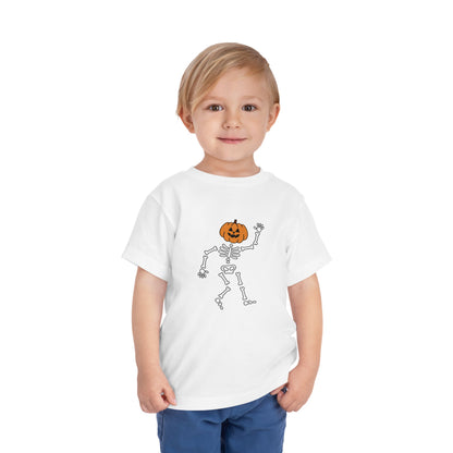 Cute Halloween Skeleton Toddler Tee, Halloween Shirt, Pumpkin Skeleton Tee, Toddler Costume Top, Kids Halloween Apparel