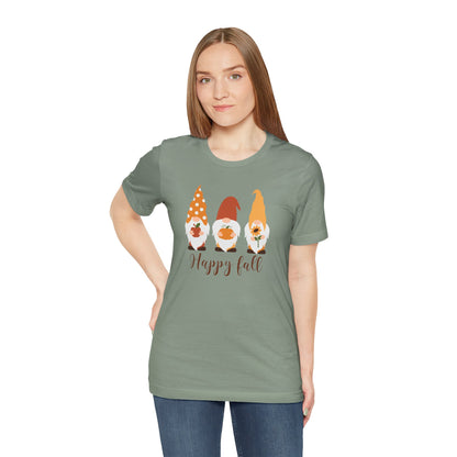 Happy Fall Gnome Tee, T-Shirt for Autumn, Fall Gnome Shirt, Cozy Fall Outfit, Thanksgiving Gift, Seasonal Apparel