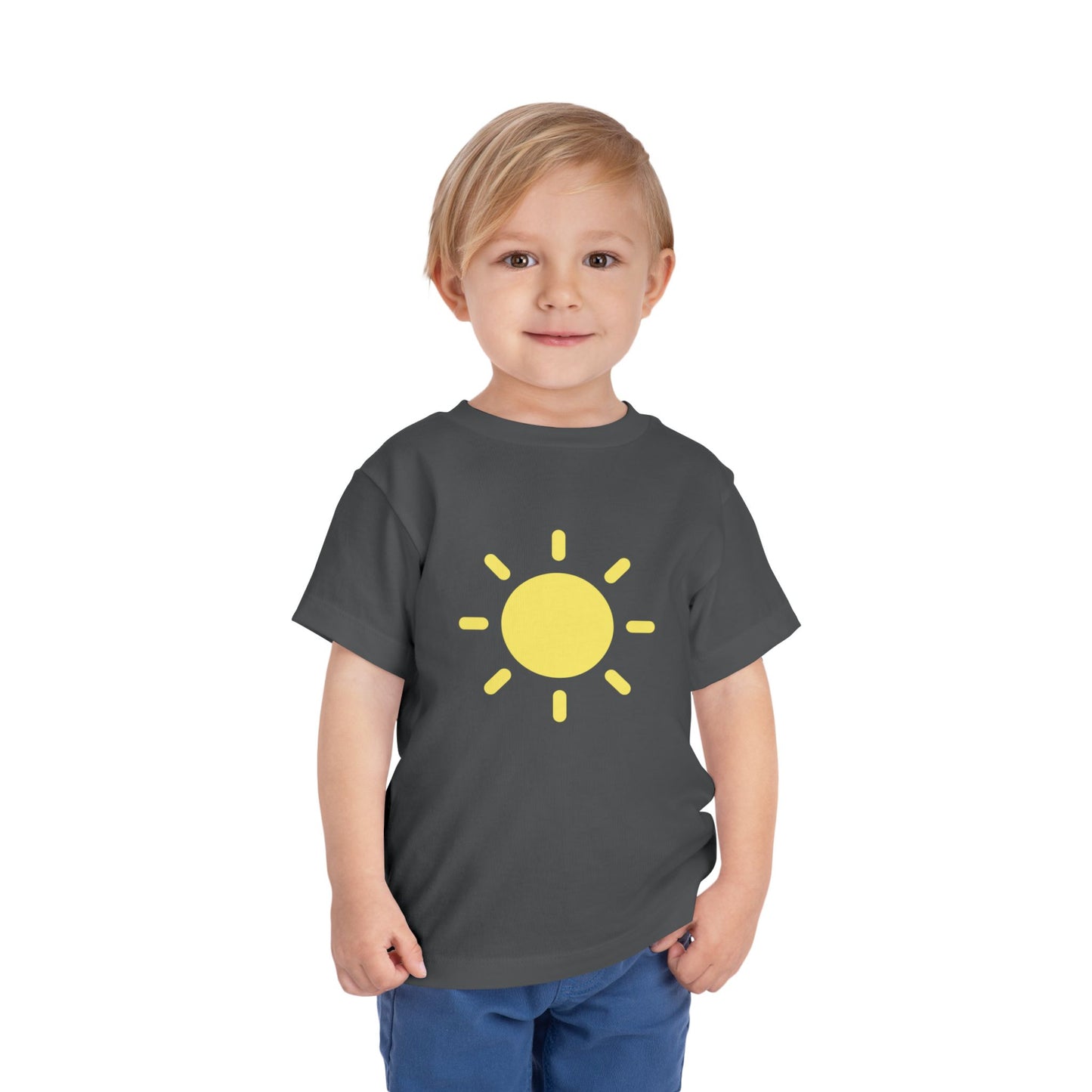 Sunny Days Toddler Short Sleeve Tee - Bright Yellow Sun Design for Playful Kids