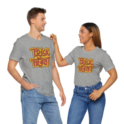 Halloween Trick or Treat Tee, Jersey Short Sleeve Tee, Fall Fashion, Halloween Party Shirt, Casual Wear, Spooky Season Tee