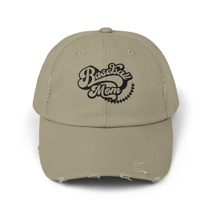 Baseball Mom Distressed Cap - Unisex Fashion Hat for Sports Enthusiasts