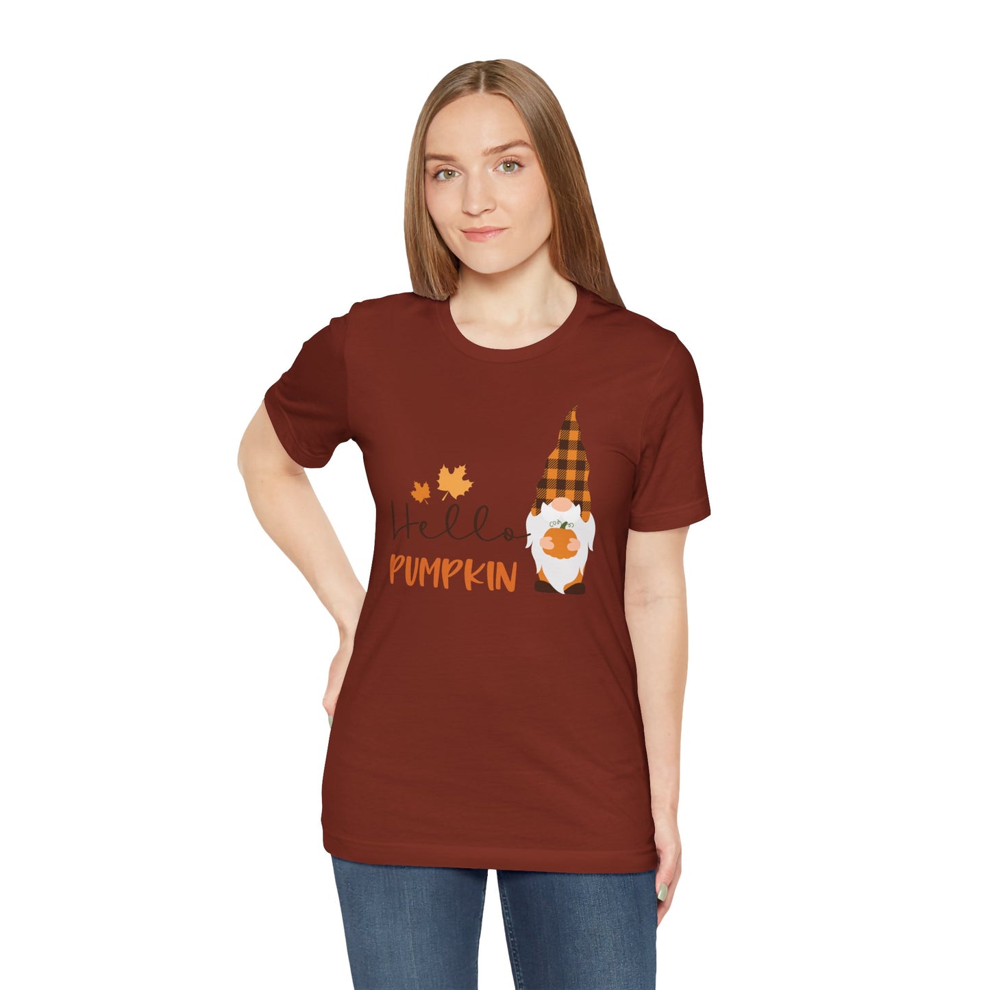 Hello Pumpkin Fall Gnome Tee, Autumn T-Shirt, Halloween Shirt, Graphic Tee, Seasonal Apparel, Gift for Fall Lovers
