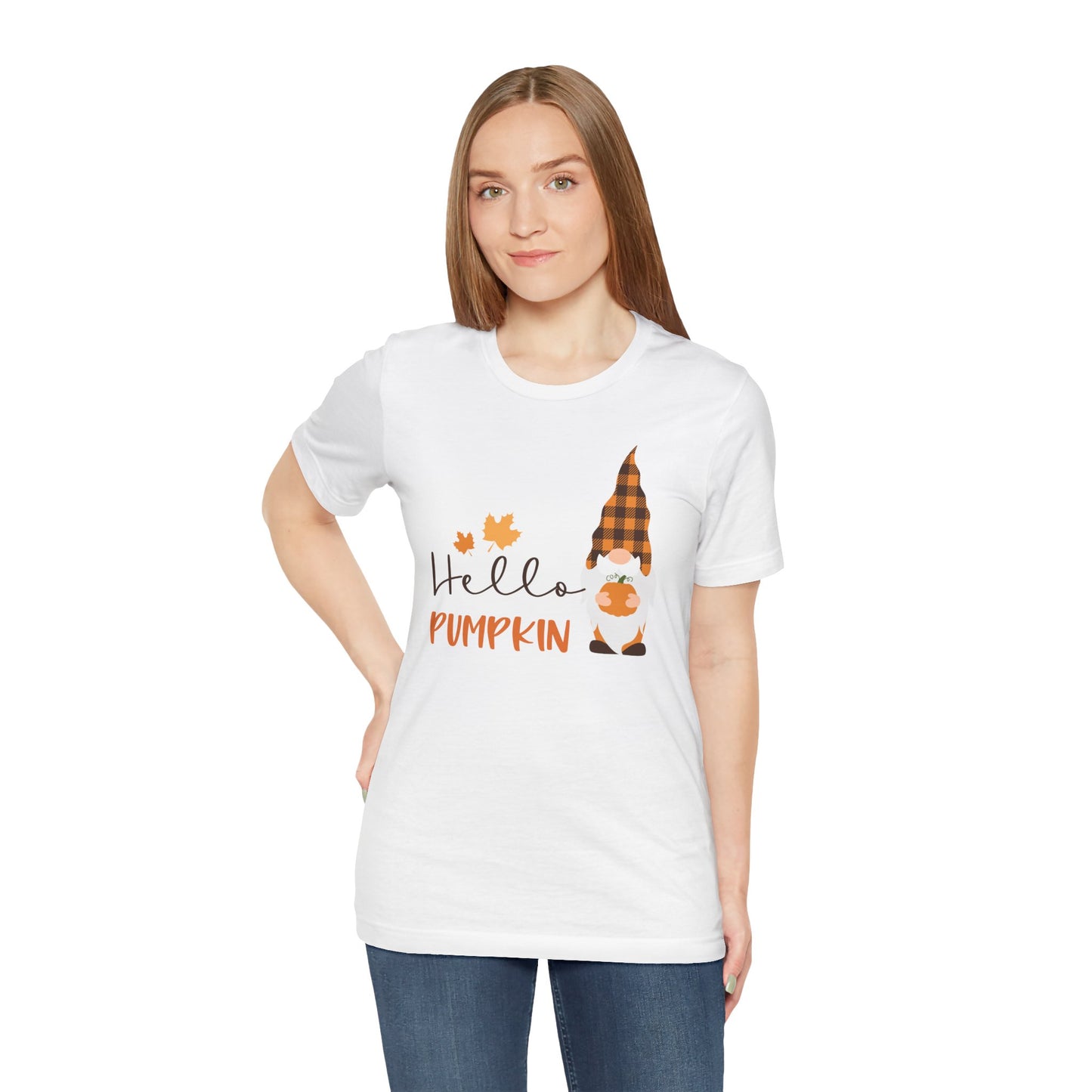 Hello Pumpkin Fall Gnome Tee, Autumn T-Shirt, Halloween Shirt, Graphic Tee, Seasonal Apparel, Gift for Fall Lovers