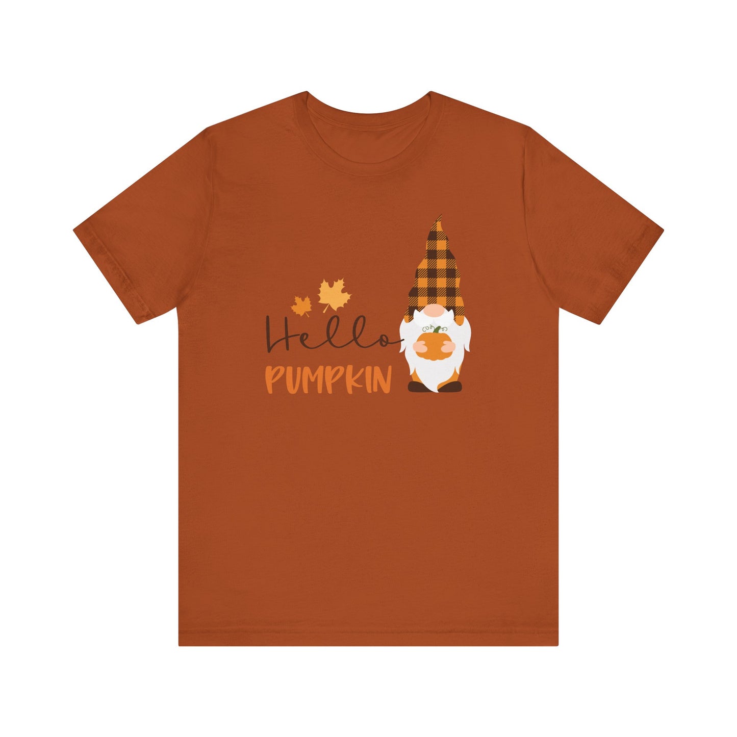 Hello Pumpkin Fall Gnome Tee, Autumn T-Shirt, Halloween Shirt, Graphic Tee, Seasonal Apparel, Gift for Fall Lovers